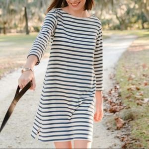 LAKE pajamas navy + white striped t shirt dress.